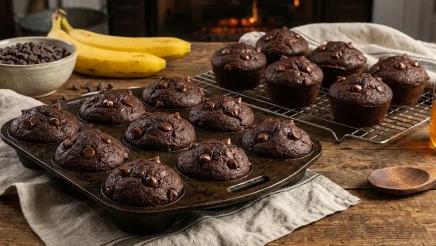 Muffins Double Chocolat et Banane