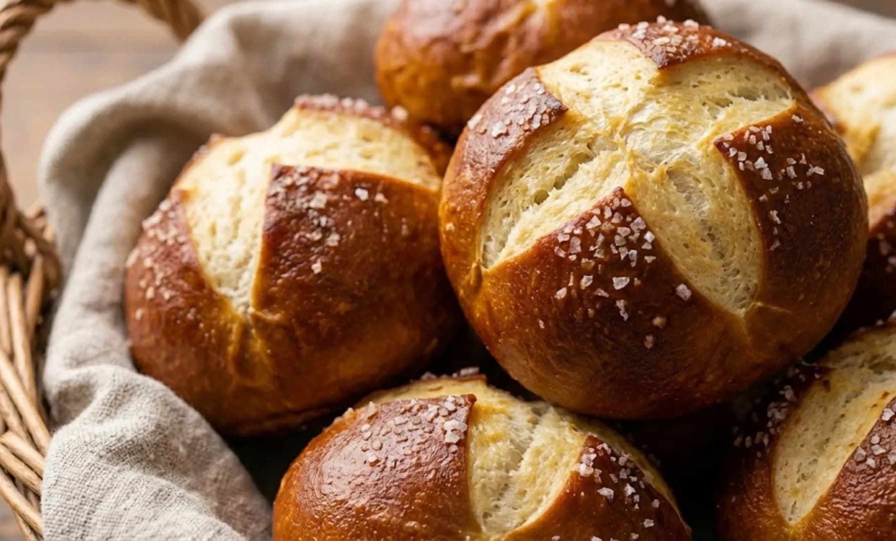 Petits pains bretzels moelleux