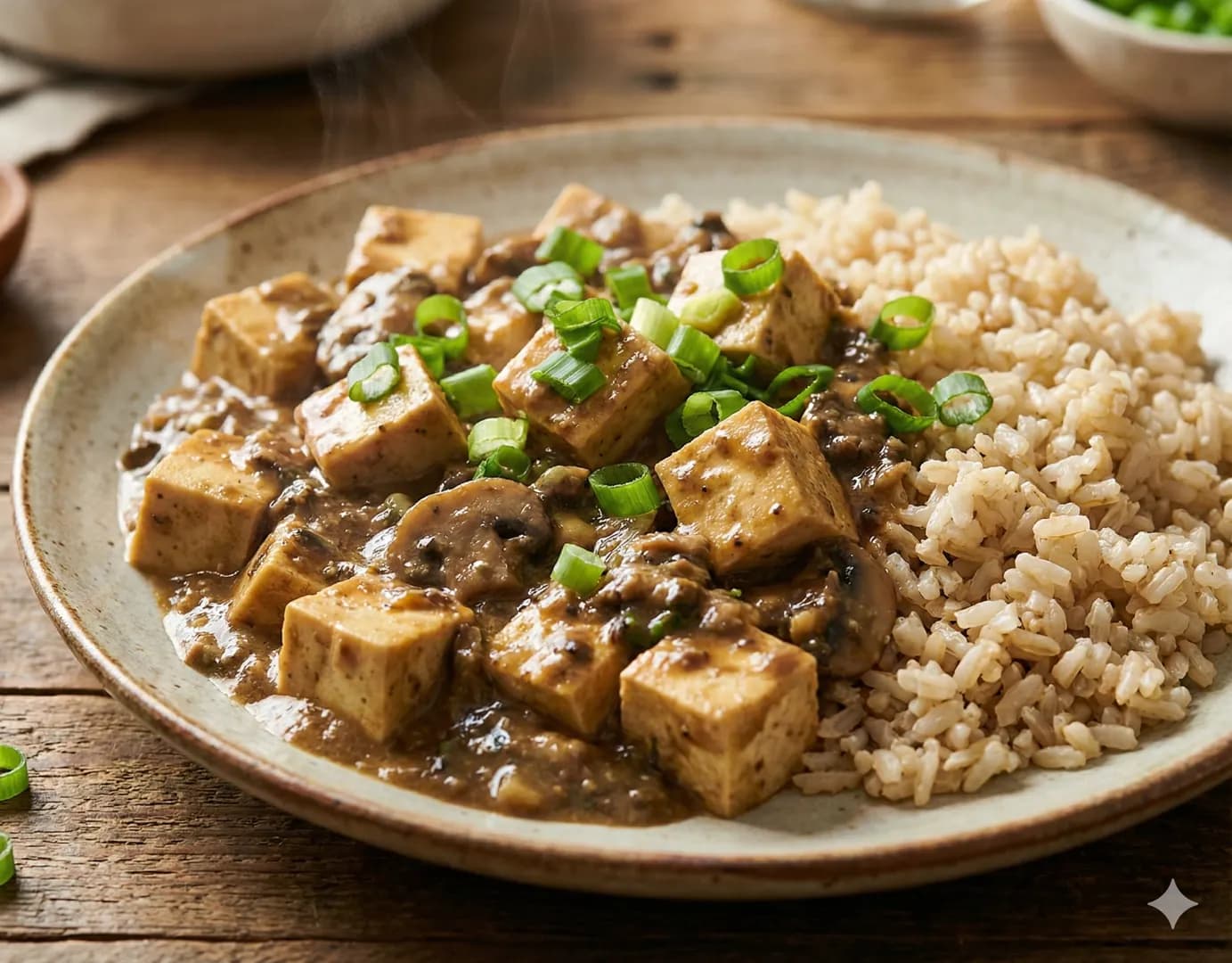 Tofu au miso, ail et duxelle de champignons